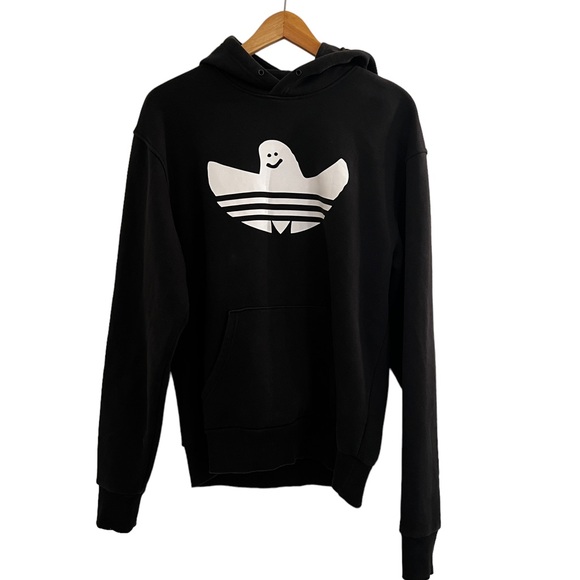 Adidas Men’s Small Black Hoodie Sweatshirt with Shmoo Ghost Trefoil - Picture 5 of 10